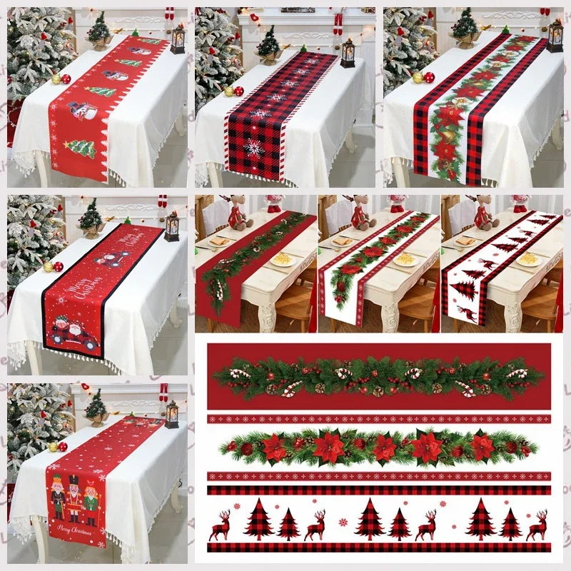Christmas Table Runner Cloth Merry Christmas Table Decor for Home 2024