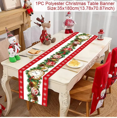 Christmas Table Runner Cloth Merry Christmas Table Decor for Home 2024