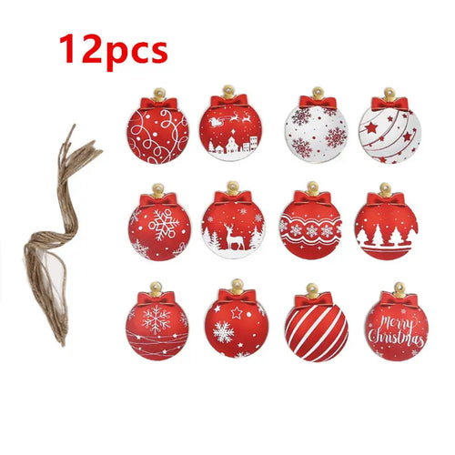 2025 Wooden Christmas Ornaments Hanging Decorations Xmas Ball Pendant