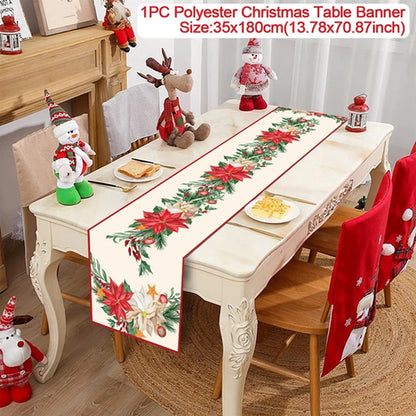Christmas Table Runner Cloth Merry Christmas Table Decor for Home 2024