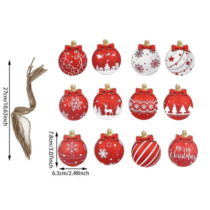 2025 Wooden Christmas Ornaments Hanging Decorations Xmas Ball Pendant