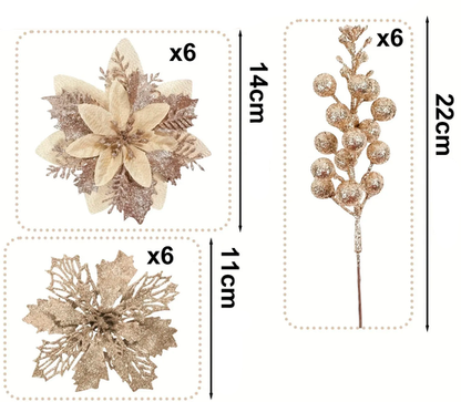 Gałązki Świąteczne z kwiatów sztucznych na stroik Bożonarodzeniowy
